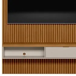 Painel Ripado para TV 60 Pol. com Bancada 141cm Prime Plus L06 Nature/