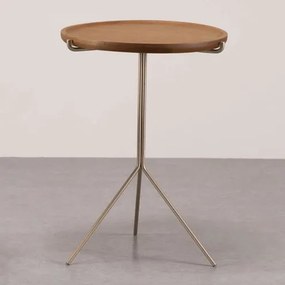 Mesa de Apoio Liz Alta Tampo Natural Base Champagne - 78043 Sun House