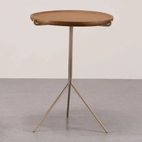Mesa de Apoio Lizzy Alta Tampo Natural Base Champagne - 78043 Sun House