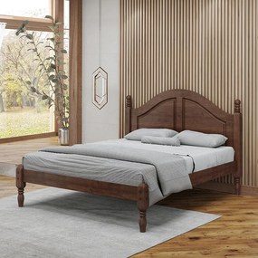 Cama de Casal Pés Torneados Queen Size Madeira Maciça Naipe Café G74 - Gran Belo