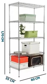 Estante Aço 5 Prateleiras Cromada Aramada Cozinha 170 Cm