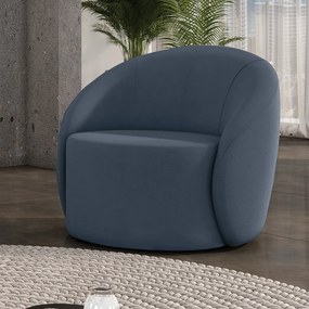 Poltrona Decorativa Orgânica Giratória Lua Suede D03 - D'Rossi - Azul Marinho