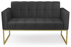Sofá Namoradeira Elisa Corino Base Metálica Industrial Dourado - D'Rossi - Preto