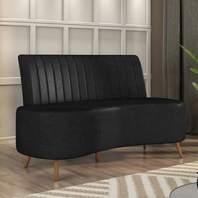 Sofá Living Decorativo 2 Lugares 1,60M Katara Preto Corino G33 - Gran Belo