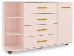 Cômoda Infantil com Cantoneira e 4 Gavetas 100% MDF New Lorena Rosê -