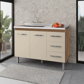 Balcão Rosa 2 Portas 3 Gaveta Cozinha MB1 120cm