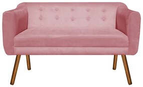 Namoradeira 02 Lugares Julia Suede Rose 140 cm Pés Palito Castanho - D'Rossi