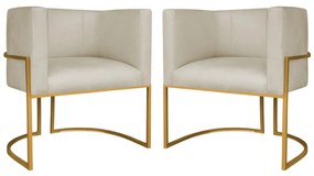Kit 2 Poltronas Dália Luxo Moderna Estofada Design Sofisticado com Base de Ferro Dourado Suede