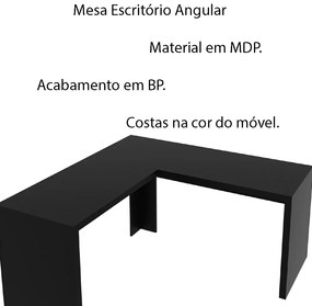 Mesa Angular para Escritório Home Office ME4116 MDP Preto G69 - Gran Belo