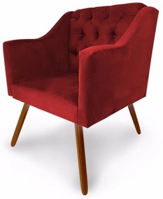 Poltrona Decorativa Capitonê Amanda Retrô Vermelho - Loja Sheep - Vermelho