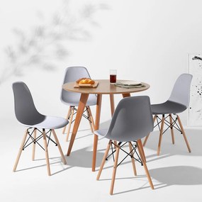 Conjunto Mesa Square Redonda Branco 88cm com 4 Cadeiras Eiffel - Cinza
