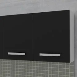 Kit 2 Armários Aéreos Panamá 4 Portas 160cm Branco/Preto - Lumil Móvei