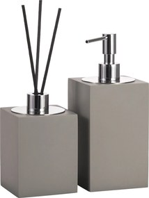 Conjunto Banheiro Duo Quadrado Resina Cinza Claro Fosco - Cromado