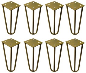 Kit 8 Pés de Metal 15 CM Hairpin Legs Mesas de Centro Puffs Dourado G41