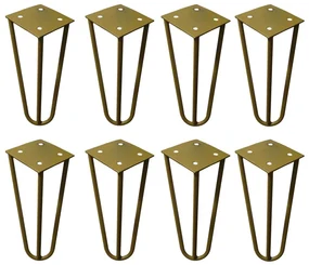 Kit 8 Pés de Metal 15 CM Hairpin Legs Mesas de Centro Puffs Dourado G41