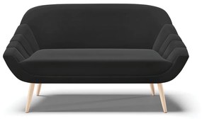 Kit 01 Namoradeira 02 Lugares e 02 Poltronas Giovana Suede Preto Pés Palito Natural - D'Rossi