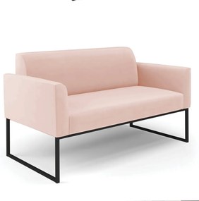 Sofá Namoradeira com Poltrona Base Industrial Preto Marisa Veludo   - Rose