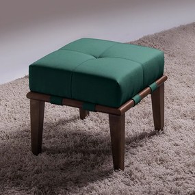 Kit 02 Puffs Decorativos 45cm Martínez Veludo Pés Madeira Verde/Imbúia G62 - Gran Belo