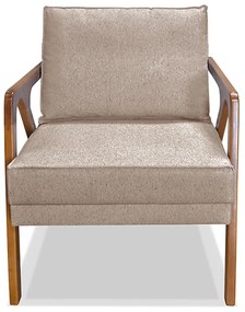 Poltrona Decorativa De Luxo Frida Linho Rústico Areia G63 - Gran Belo
