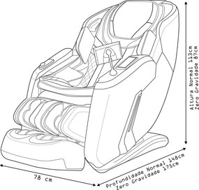Poltrona Elétrica 3D Massagem Aquecimento Stark Reclinação Gravidade Zero Bivolt Tela LCD Touch com Óculos Massageador de Brinde PU Bege G94 - Gran Be