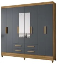 Guarda Roupa Casal 204cm Com Espelho Vitta Freijó/Cinza Z17 - Mpozena