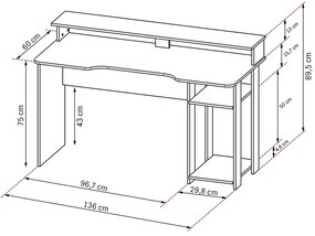 Conjunto Mesa e Armário para Escritório Home Office Gamer Cool MDP Preto/Vermelho G69 - Gran Belo
