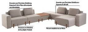 Sofá Decorativo Pierre 6 Módulos Linho Bege/Noce G66 - Gran Belo