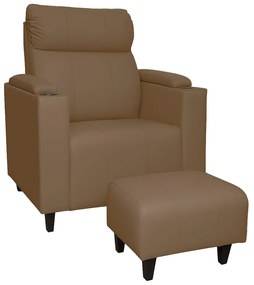 Poltrona do Papai com Puff USB e Porta Copos Ravella Sintético R04 - D'Rossi
 - Marrom Chocolate