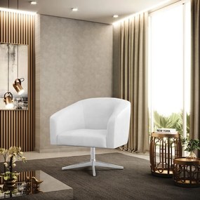 Poltrona Decorativa Giratória MA30 Stella Sintético PU D03 - D'Rossi - Branco
