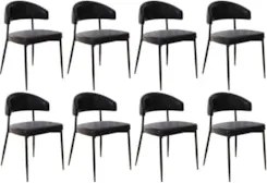 Cadeira de Jantar Estofada Kit 8 Chloe M25 Sintético Preto - Mpozenato