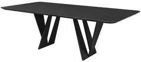 Mesa Sala de Jantar 6 Lugares 180cm Tampo com Vidro Shuri Preto/Ébano G13 - Gran Belo
