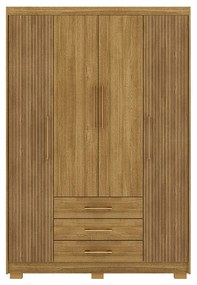 Guarda Roupa Solteiro Linna 150cm 4 Portas de Bater 3 Gavetas Nature G98 - Gran Belo