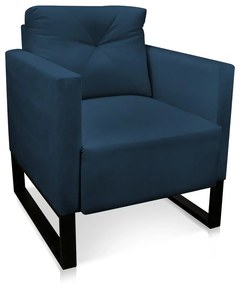 Poltrona Luisa Suede Azul Marinho Base Industrial Metálica Preto D01 - D'Rossi