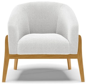 Poltrona Decorativa Base Madeira Stella PU Nozes/Bouclê D03 - D'Rossi - Off White