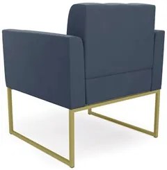 Poltrona Decorativa Base Industrial Dourado Ana Suede Azul Marinho - I