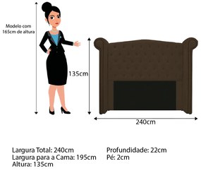 Kit Cabeceira e Calçadeira Veneza 195 cm King Size Suede Marrom - ADJ Decor