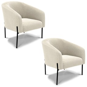 Poltrona Sala Decorativa Pé de Ferro Preto Kit 2 Stella Bouclê D03 - D'Rossi - Bege