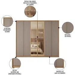Guarda Roupa Casal 6 Portas 4 Gavetas Turium C01 Buriti/Fendi - Mpozen