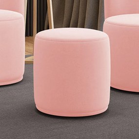 Puff Redondo Orgânico para Sala Malu Suede M11 - D'Rossi - Rosa Bebê
