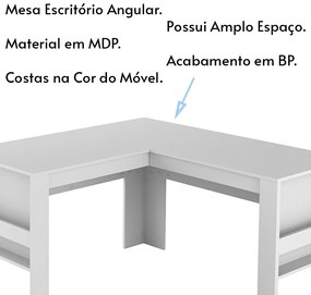 Mesa Angular para Escritório Home Office ME4145 MDP Branco G69 - Gran Belo