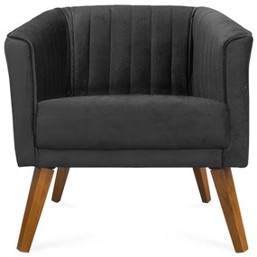 Kit 2 Poltronas Decorativas Dalia Pés de Madeira Suede Preto - Sheep Estofados - Preto