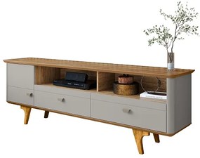 Rack Atenas Off White/Cinamomo - Bechara Móveis