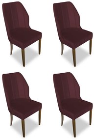 Kit 4 Cadeiras De Jantar Safira Suede bordô