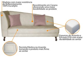 Divã Recamier Heitor 185cm Lado Direito Linho - ADJ Decor