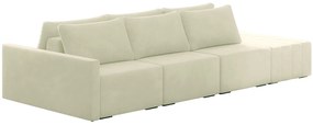 Sofá Ilha Modulado Milos 342cm Puff Lateral Veludo Bege G33 - Gran Belo