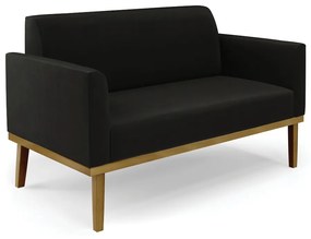 Sofá Namoradeira Base de Madeira Fixa Castanho Marisa Suede D03 - D'Rossi - Preto