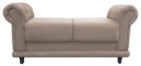 Recamier Barcelona Namoradeira Calçadeira Suede Bege com strass D'Rossi