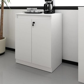 Balcão Com Chave Escritório Home Office 2 Portas Branco