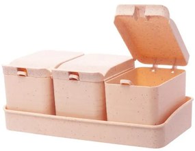 Conjunto 3 Porta Temperos de Bambu Rosa