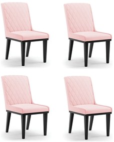 Cadeira Sala de Jantar Base Madeira Preto Kit 4 Sofia Suede Azul Marinho D03 - D'Rossi - Rosa Bebê